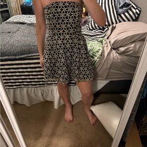 Forever 21 Black and Gold woven floral Mini Dress